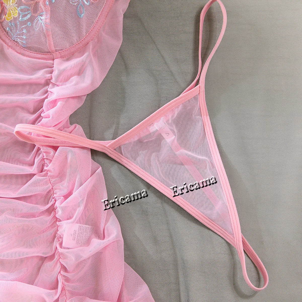 Dámské spodní prádlo Sexy spodní prádlo Set Skládaný zavinovací hip noční košilka Pyžamo Tenké skládané květinové spodní prádlo Sexy podprsenka Set Push Up - náhled 6