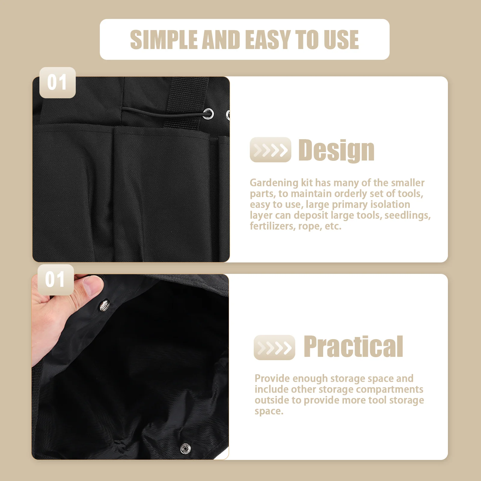 

Multi-Function Gardening Tool Bag Household Storage Container Durable Oxford Fabric Tote For Gardeners Lightweight Tools Holder