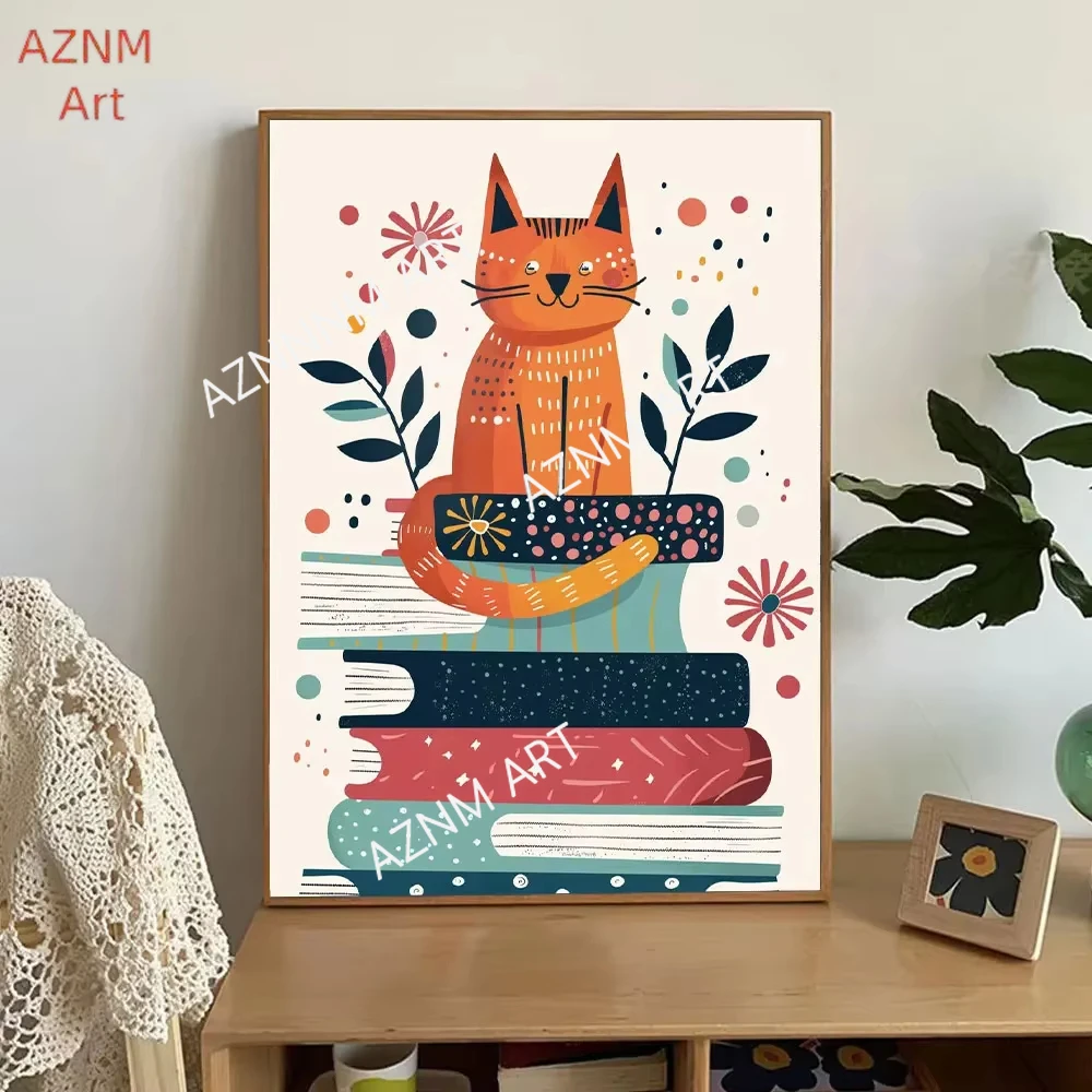 Abstrakte und minimalistische Katzen-Bilder zum Lernen und Studieren, Kunstposter, Leinwandgemälde, Wanddrucke, Bilder für Wohnzimmer, Heimdekoration, Geschenke