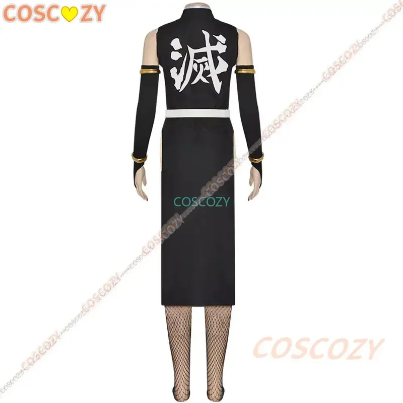 نسخة المرأة Uzui Tengen تأثيري حلي فريق موحدة حفلة كرنفال فستان أسود أنيمي ملصق الملابس شعر مستعار تأثيري حلي