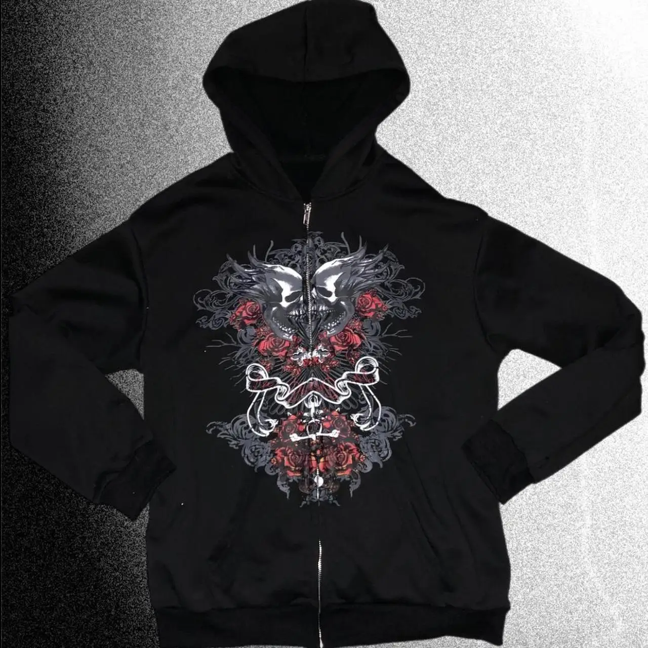 

Y2k hip-hop goth tapout trendy printed zipper hoodie European and American retro loose long-sleeved streetwear for men and women