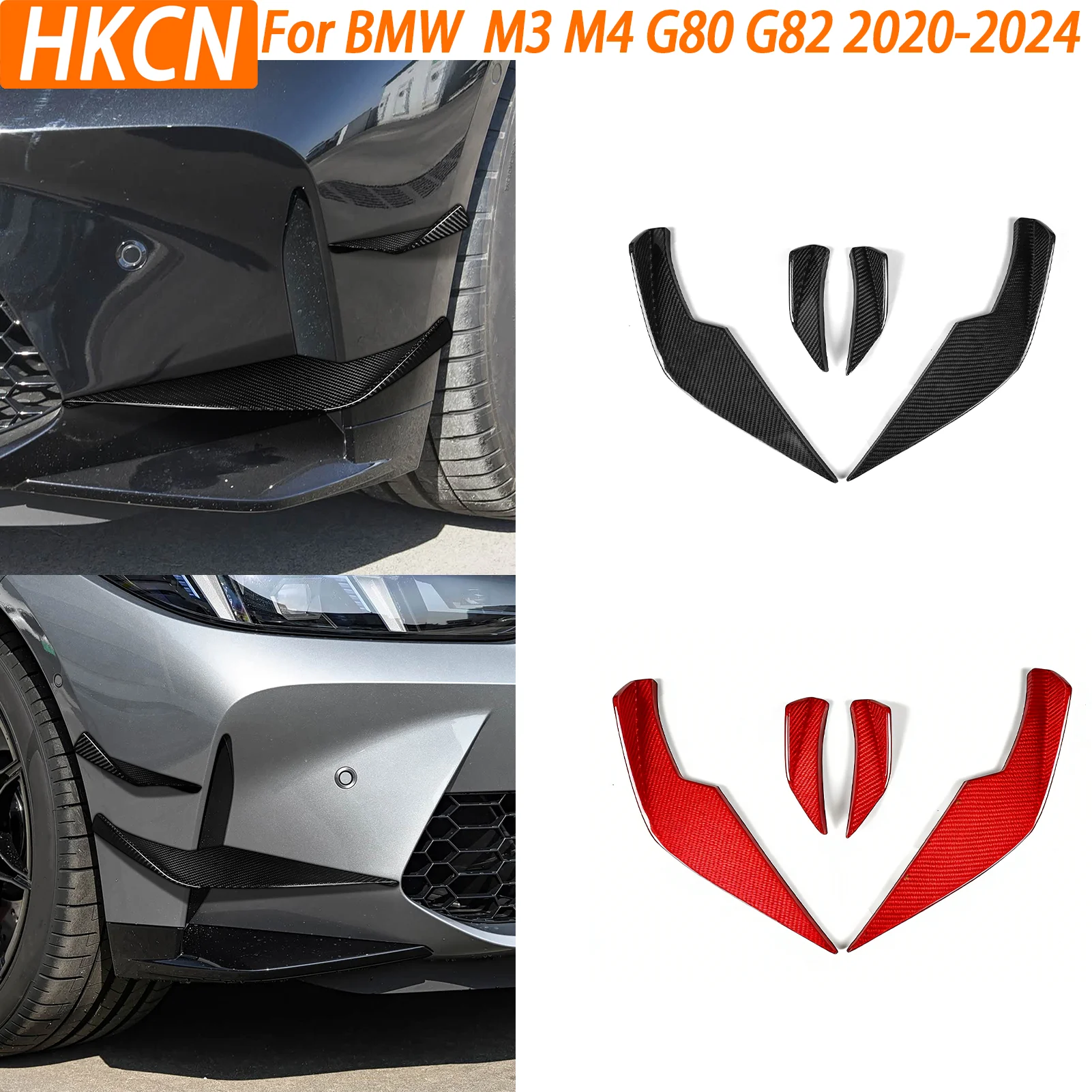 For BMW M3 M4 G80 G82 2020-2024 Carbon Fiber Front Bumper Wind Knife Car Modification Decoration Decorative Parts Body Kit
