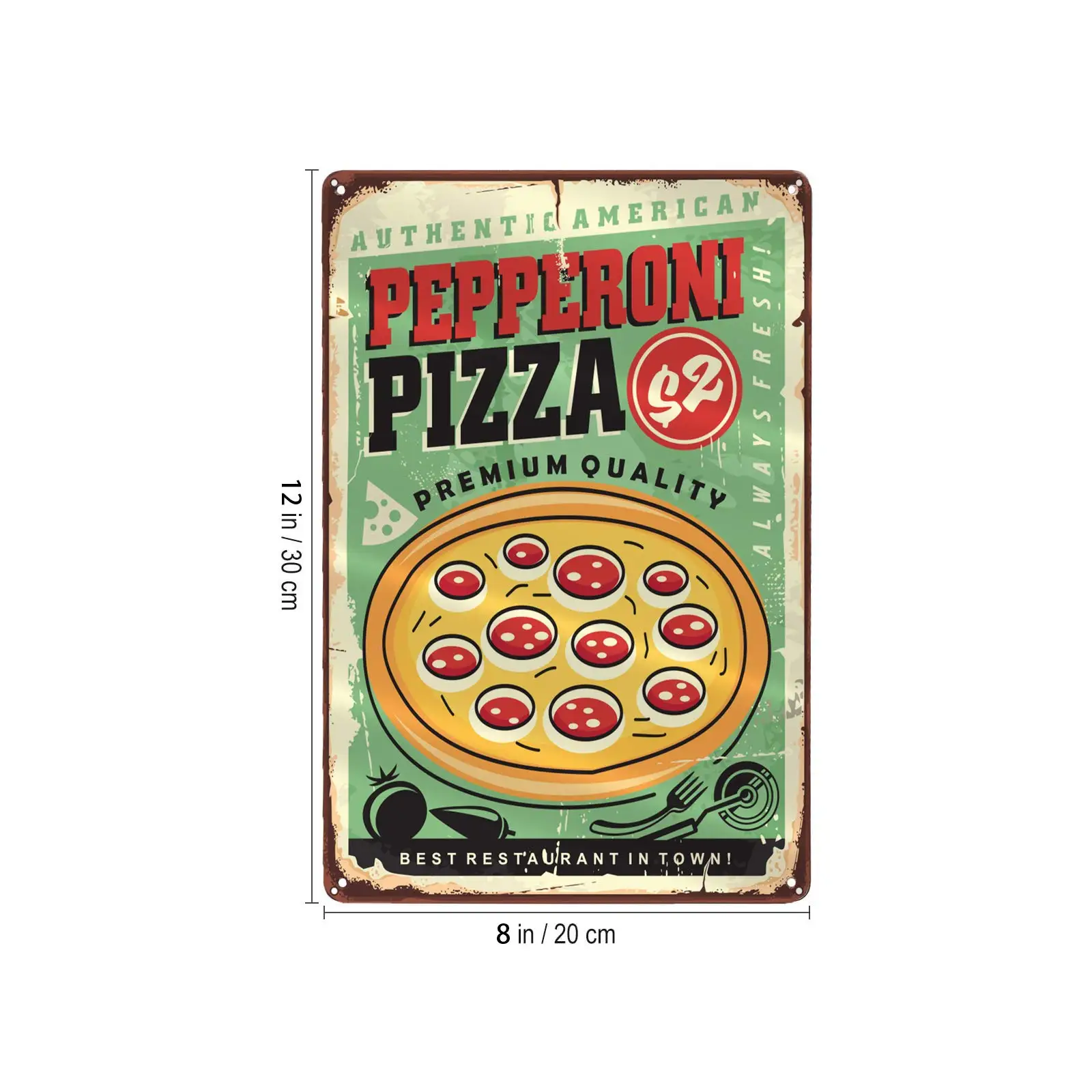 Lesiker Vintage Tin Signs American Pepperoni Pizza Metal Bar Pub Poster 12