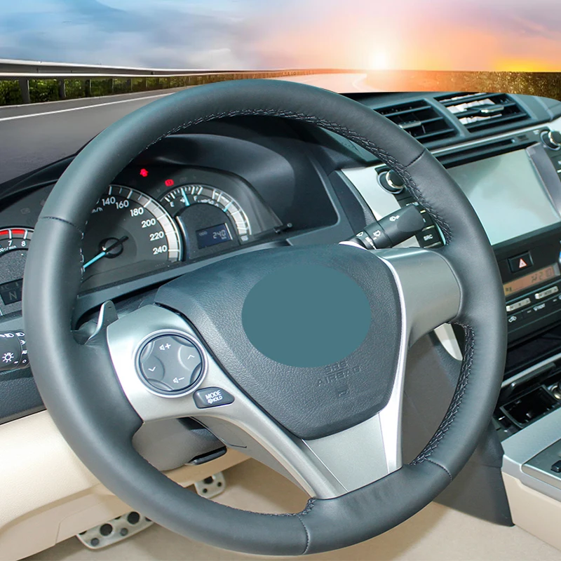 

Изготовленная на заказ автомобильная оплетка на чехле на руль для Toyota Camry 2012, автомобильные плетеные чехлы на колеса, аксессуары для интерьера автомобиля