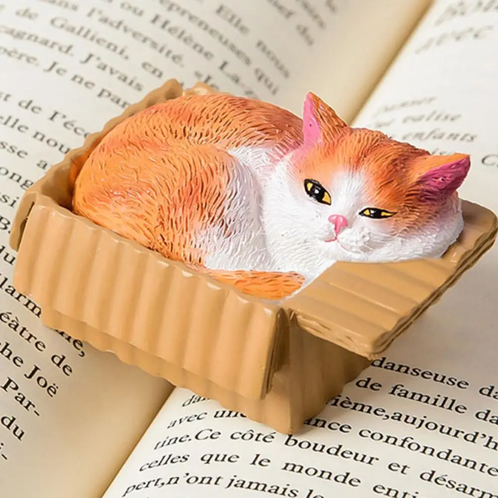 Cute Cat Mini Ornament Small Desktop Ornament for Cat Lovers Mini Resin Cat Figurines Set Simulation Express Carton for Lovers