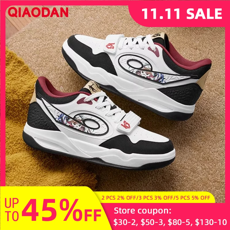 

QIAODAN Man Fashion Skateboarding Shoes 2025 Leather Splicing Lace-up Designer Luxury Casual Sneakers QXL053254536