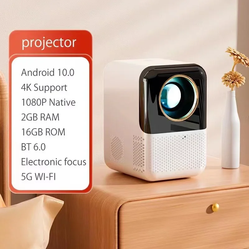 Proyektor Mini portabel cermin 6000 Lumen, proyektor Home Theater film Video untuk ponsel pintar