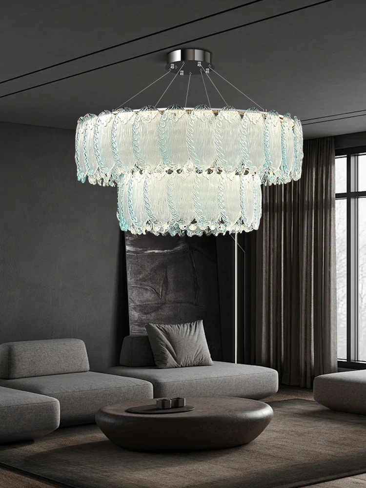 for Dining Room Living Room Decor 2026 Post-modern Glass Crystal Pendant Light Luxury Home-appliance Blue Ceiling Pendant Lamp