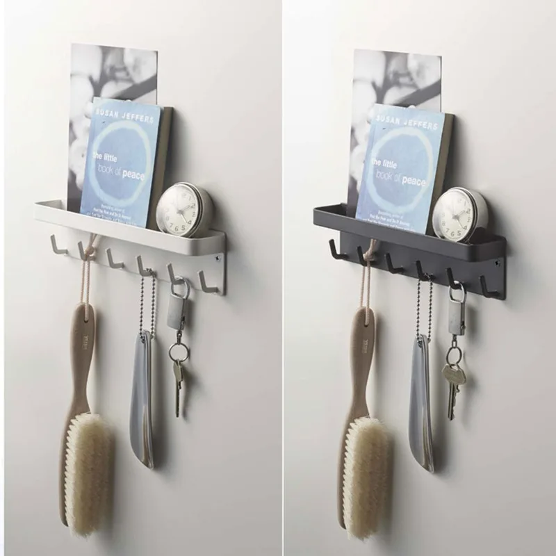 

Wall Mounted Key Holder With 6 Hooks Key Rack Organizer For Entryway Mudroom Hallway Punch-Free Key Hanger Storage Rack