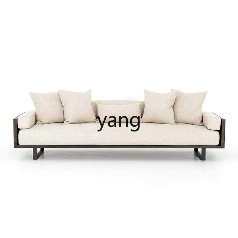 

LTT American solid wood sofa household small apartment three-person sofa combination cotton and linen living room furniture