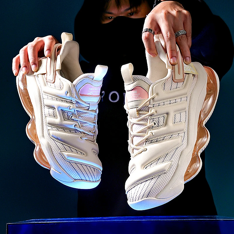 

Chunky Sneakers Plus Size 45 Mens Designer Air Cushioned Basketball Shoes Fashion Casual Leather Height Increased Platform Shoes