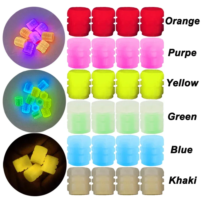 1/4/8Pcs Colorful Mini Tire Valve Caps Car Motorcycle Tire Wheel Hub Styling Decoration Automobile Motorbike Glowing Valve Cover