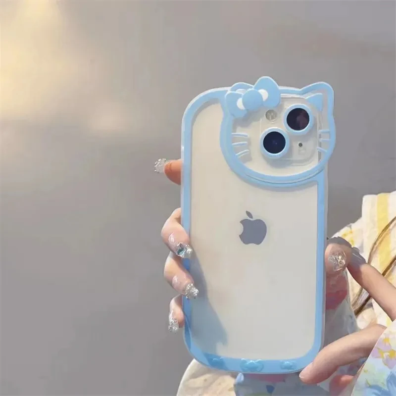 NEW Sanrio Hello Kitty Transparent Cases For iPhone 15 14 13 11 12 Pro Max X XS XR 8 Plus Cartoon Cute Soft Shockproof Cover Y2K