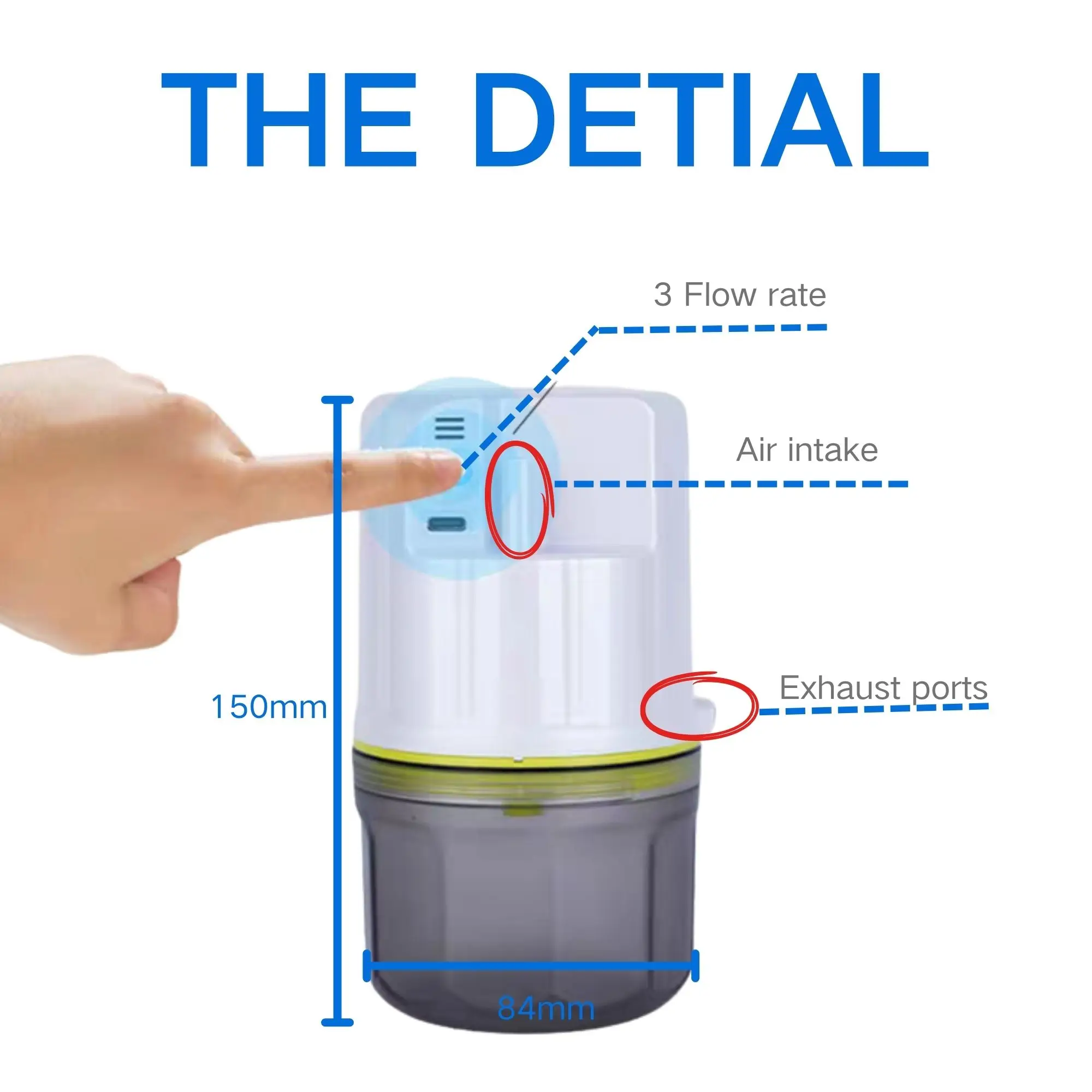 Portable Home Suction , 85Kpa Strong Suction Power, 100ml Capacity, for Mucus & Oral Care, Includes 5 Disposable Soft Tub