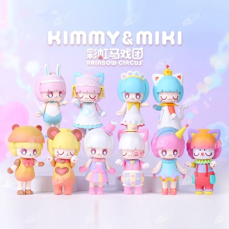 Original Anime Kimmy Miki Rainbow Circus Series Blind Box Action Figure Toys Kawaii Desktop Doll Model Girlfriend Birthday Gift