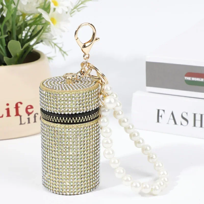 Mini Coin Purse Rhinestone Mouth Red Envelope Headphone Box Case Keychain Bag Storage Advanced Sense Women Wallet