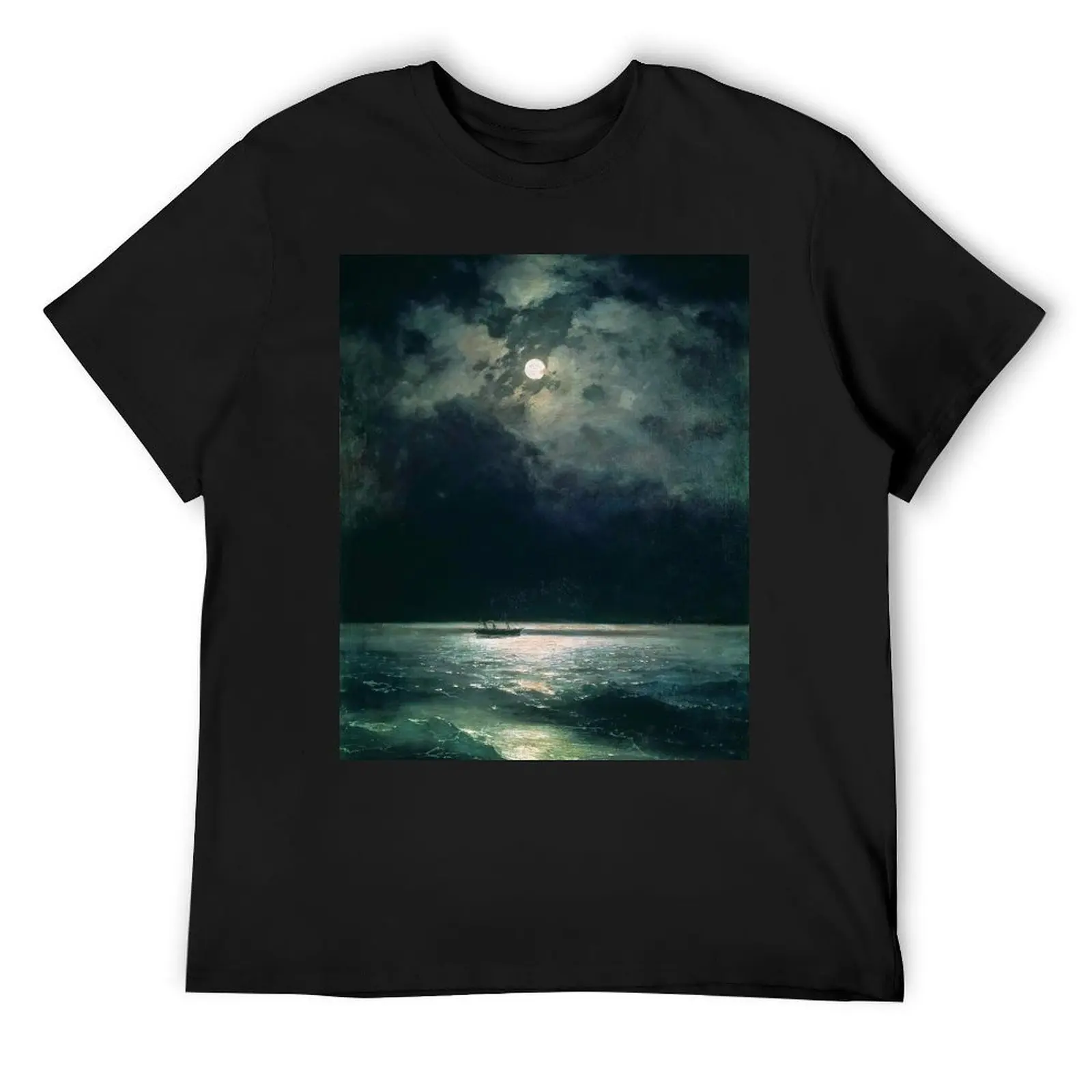 The Black Sea at night, marine art by Ivan Aivazovsky T-Shirt custom t shirt summer top vintage shirts men graphic