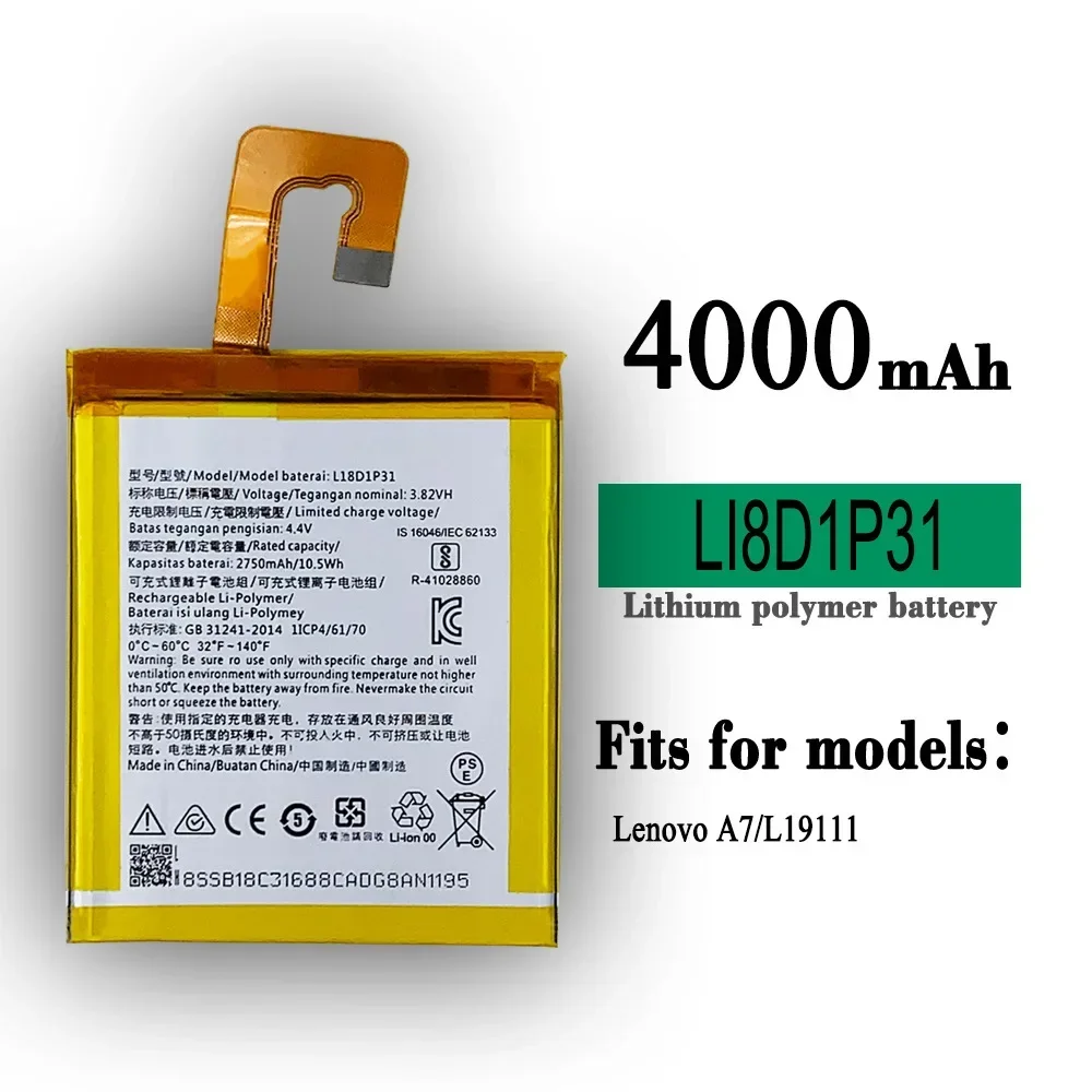 L18D1P31 High Quality Replacement Battery For Lenovo TAB E7-7104 A7 L19111 4000mAh Mobile Phone Large Capacity Bateria