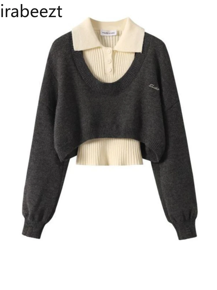 Preppy Short Sweater Female Autumn and Winter Korean Two Pieces Sets Fashion Regulai Fit Women Knitted Cardigan