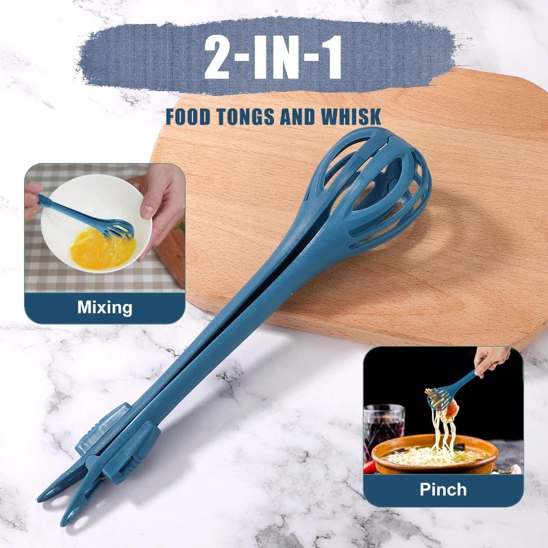 2 in 1 Multifunctional Egg Whisk Tongs Manual Egg Beater Food Clip Pasta Spaghetti Picker Heat Resistant Kitchen Tool Gadgets
