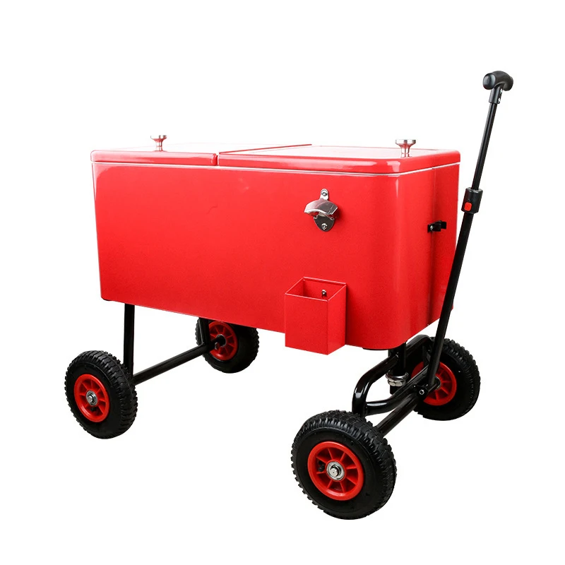 Outdoor Wagon Cooler 80 Quart Party Rolling Cart Mobile Ice Chest Ice Cooler Box for Camping Picnic Beach Park Even