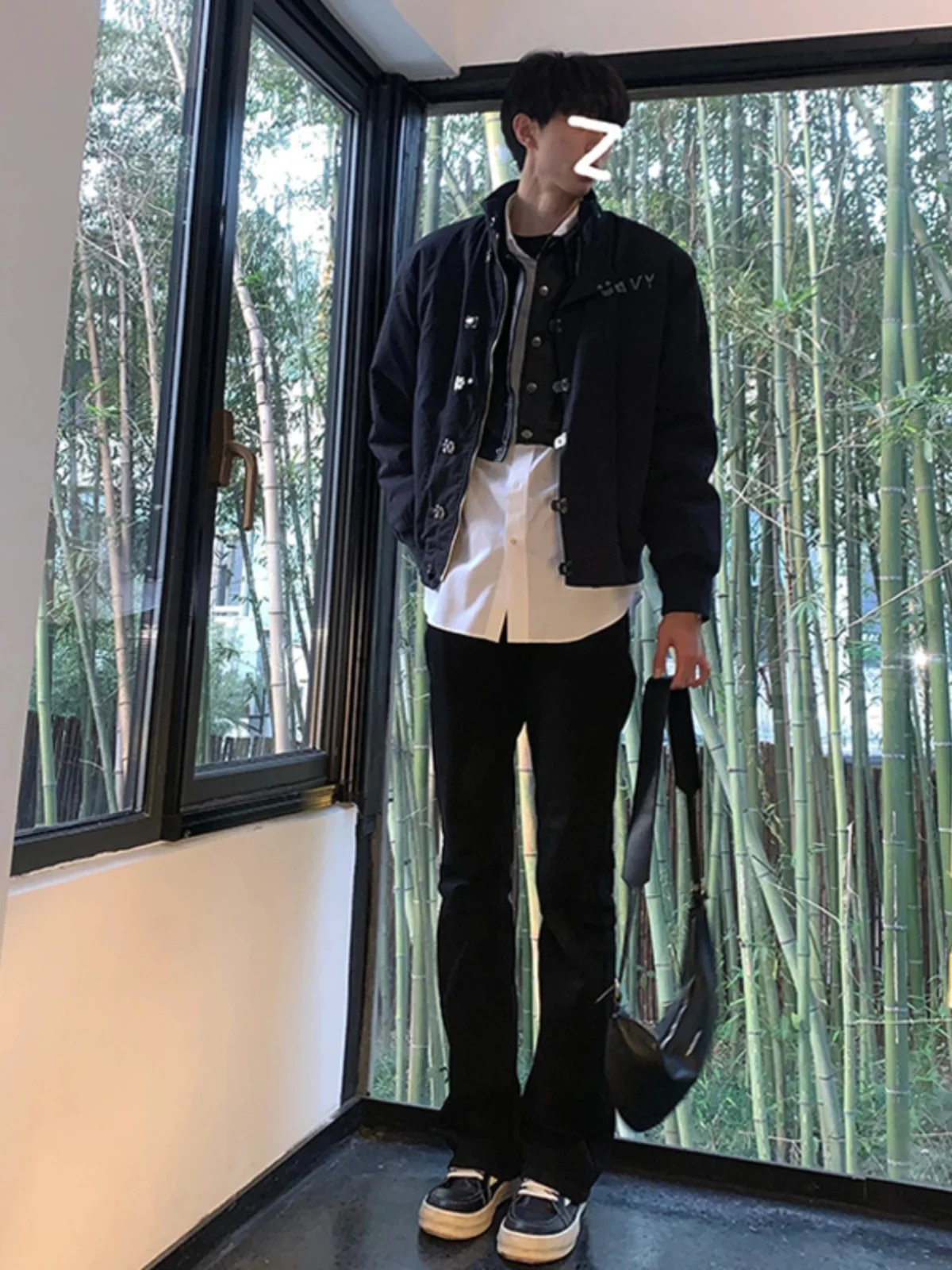 

Black Elastic Denim Jeans Men's Spring Autumn Style Cleanfit Slimming Leg Lengthening Handsome High Street Vibe Straight Leg ...