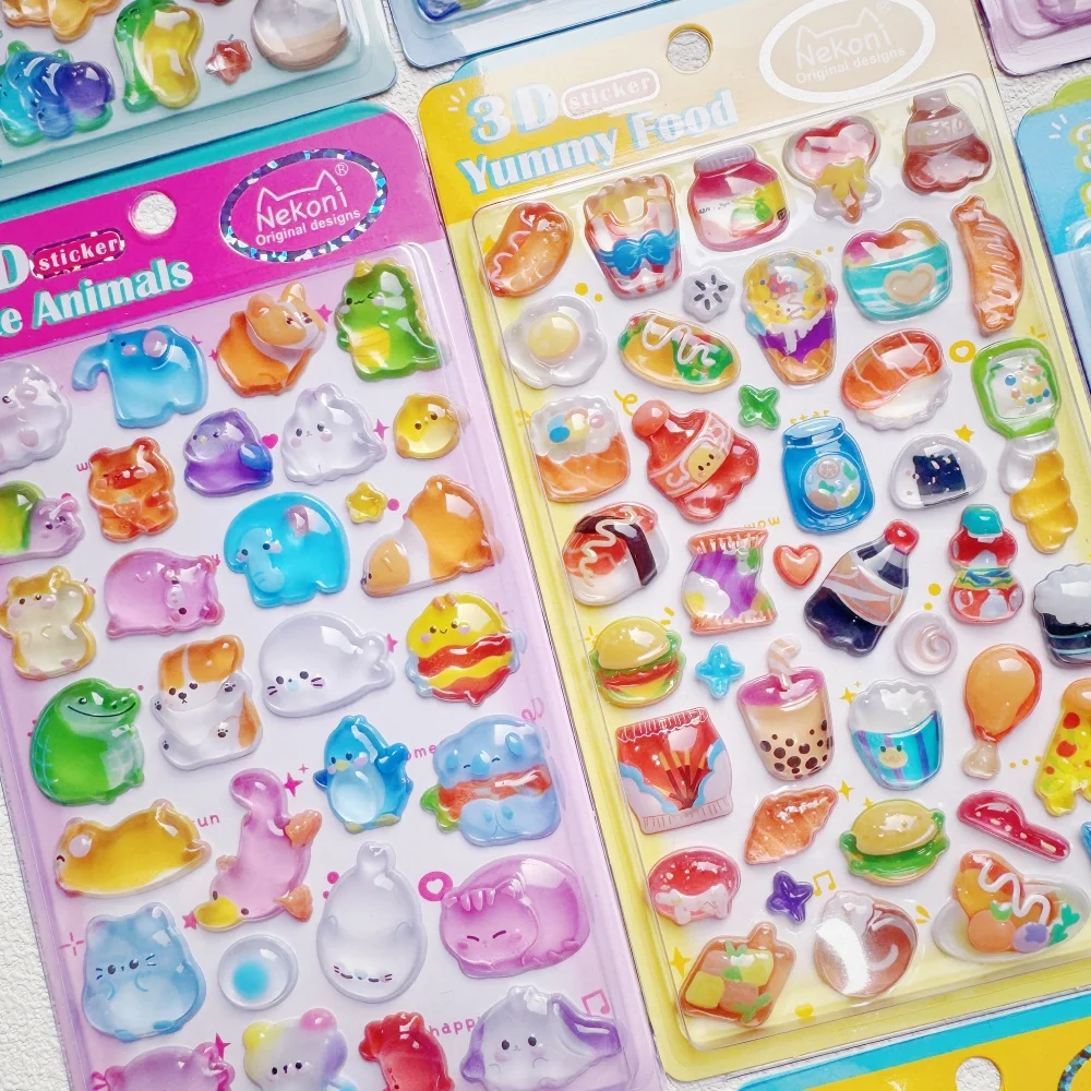 NEKONI Kreative Leckere Lebensmittel Früchte Cartoon 3D Relief Aufkleber Scrapbooking Diy Tagebuch Schreibwaren Aufkleber Dekor Nette Aufkleber