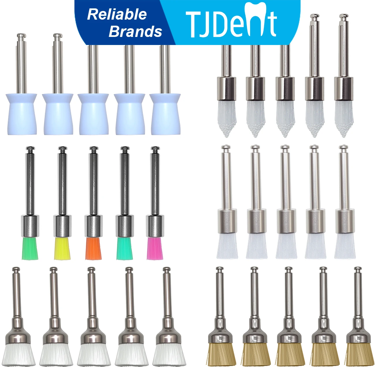 TJDent 100pcs/bag Dental Polisher Nylon Bristle Brush Polishing Cup Teeth Whitening Prophy Brushes Disposable Dentistry Tools
