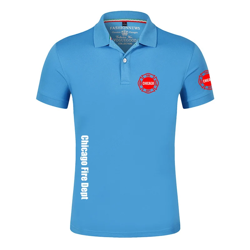 Nuevo programa de bomberos de Chicago, programa de televisión, impresión de servicio, moda 2021, nuevas camisetas Polo ajustadas clásicas de manga corta de verano para hombres
