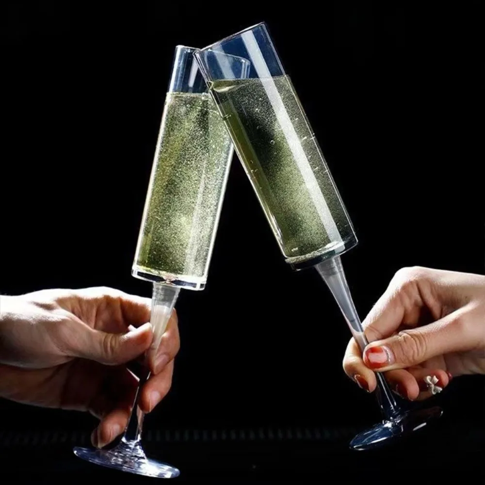 Drinkware Transparent Wine Cup Striped Plastic Glass High Footed cup Champagne Cup Party