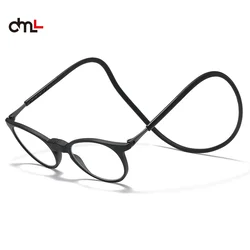 DML Hanging Neck TR90 Reading Glasses Men's Women Anti-Blue Light Portable Ultra-light Computer Spectacles Round-Frame