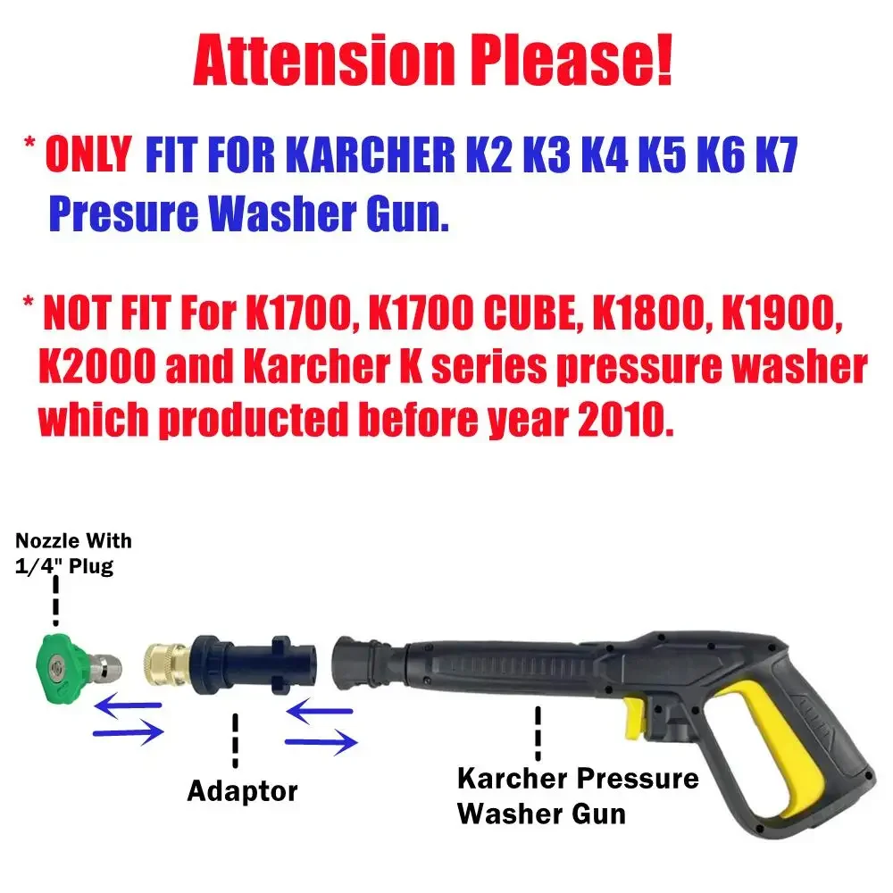 High Pressure Water Gun Quick Adapter for Karcher  K2-K7 With 5 Colorful Foam Pot Nozzle Attachment Kit Car Wash