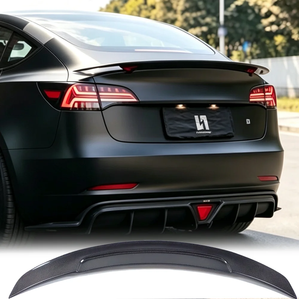 For 2019-2023 Tesla Model 3 100% pure carbon fiber high-quality pressure wing rear trunk spoiler modification accessories