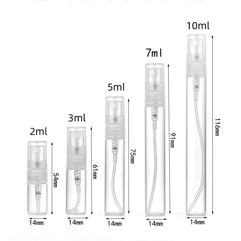 5PCS 2/3/5/7/10 ml Empty Clear Mini Perfume Glass Bottle Mist Spray Sample Pen Contaier Small Perfumes Sprayer Vial Containers