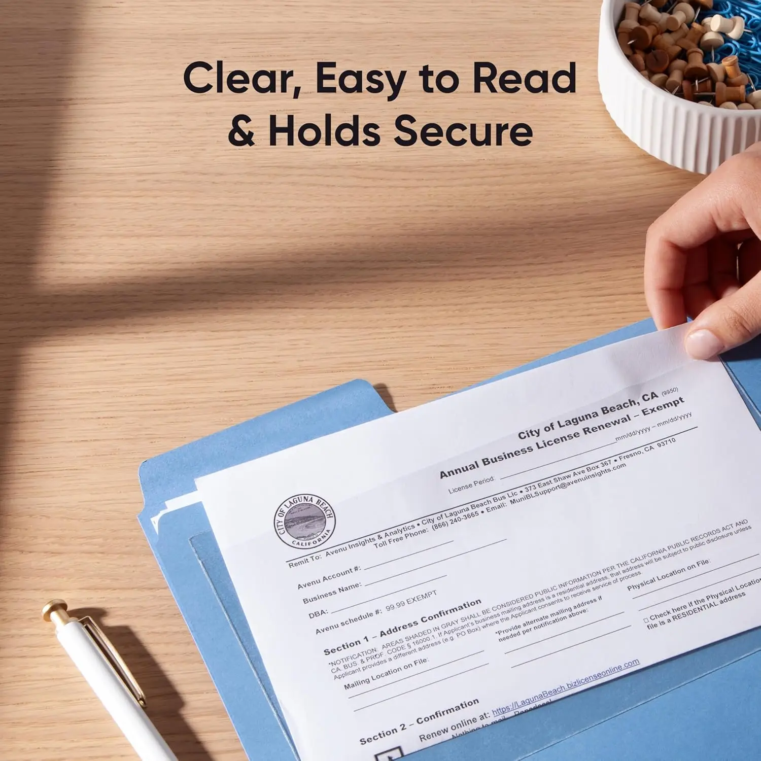 Clear Self-Adhesive Document Pockets, 100 per Box, 9x5.56 Inches, Water-Resistant for Organizing Files and Presentations