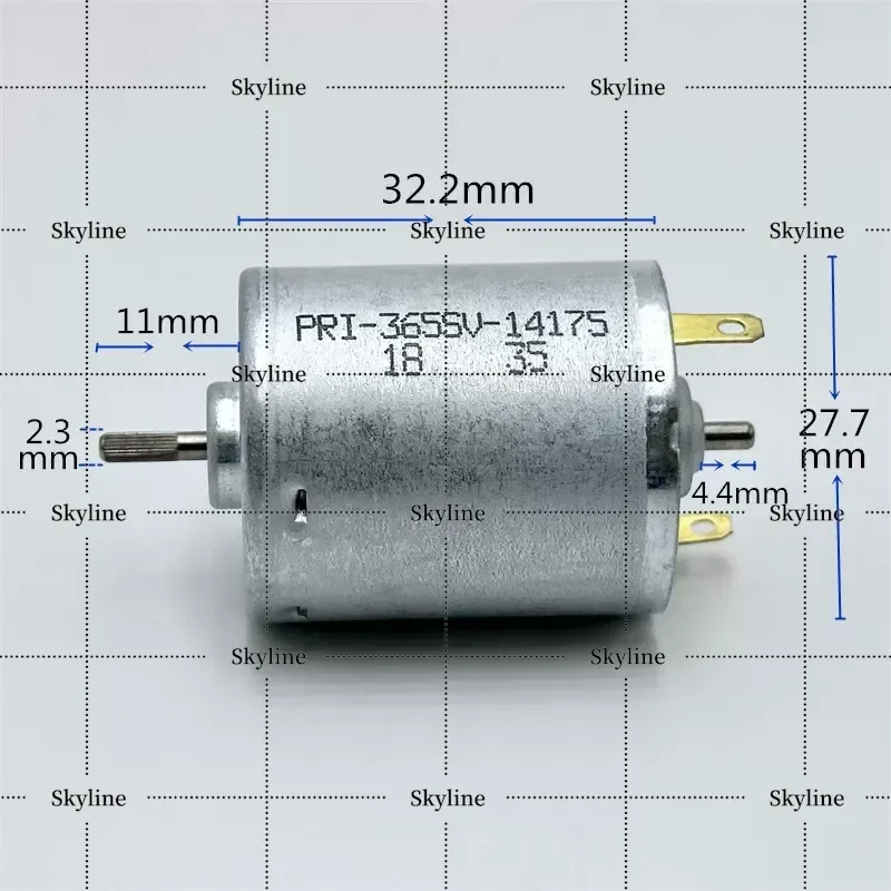 365 Double Out Shaft Carbon Brush Large Torque Flower Shaft Motor 6-24V For Sweeper Side Sweeping Roller Brush Motor Toy DIY