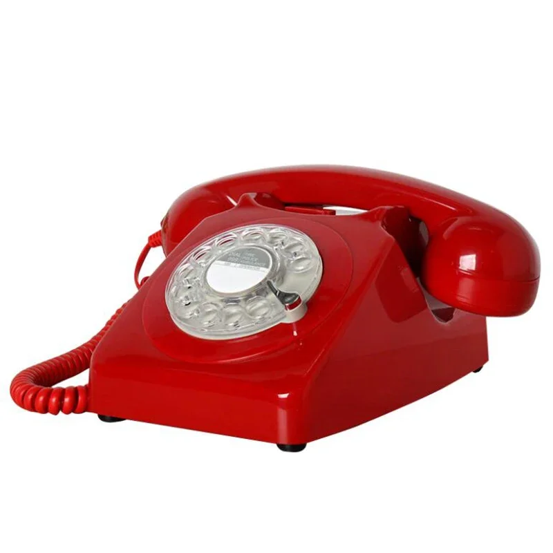 Vintage Style Corded Phone Landline Phone Retro Old Fashioned Rotary Dial Home Telephone with Mechanical & Electronic Ringtone