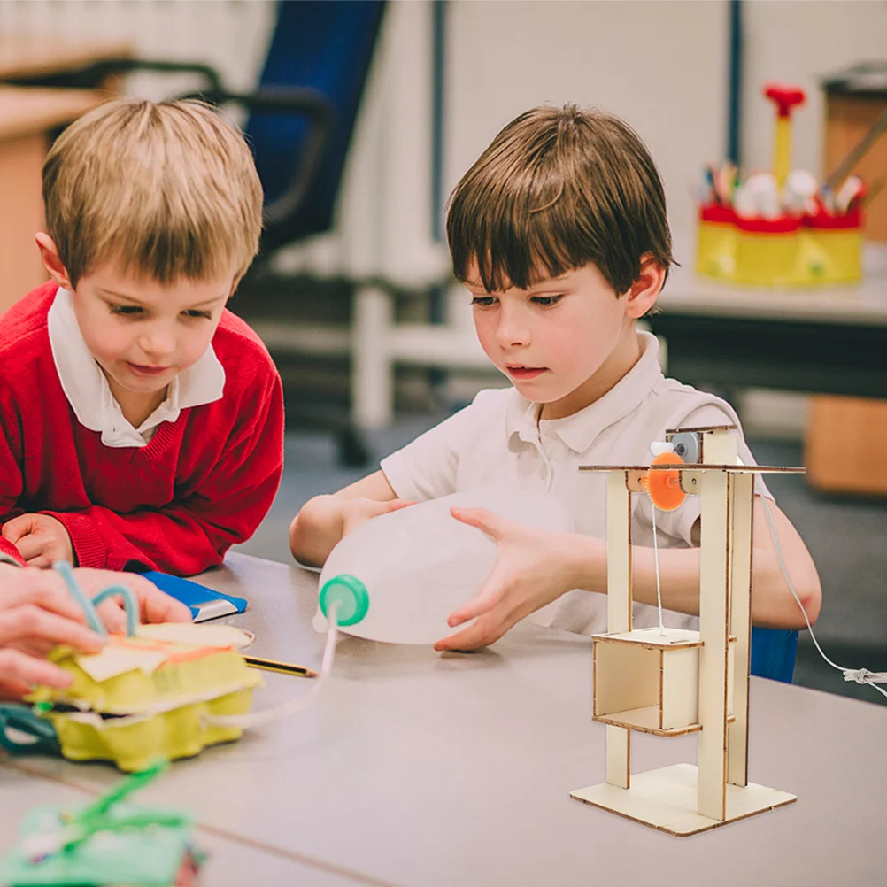 Materiales para hacer ascensores juguete chico DIY madera niños artesanía aprendizaje niños plástico educativo