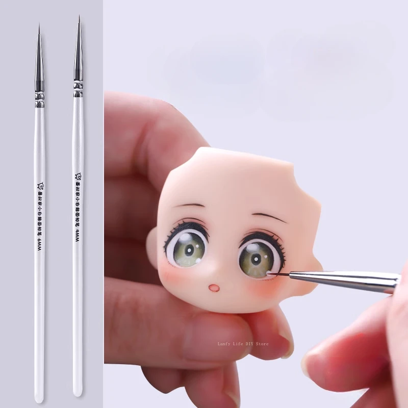 2pcs Set Extreme Fine Line Pen Ultra Light Clay Bjd Doll Drawing Face Brush DIY Figure Eye Painting Brush Polymer Clay Tool
