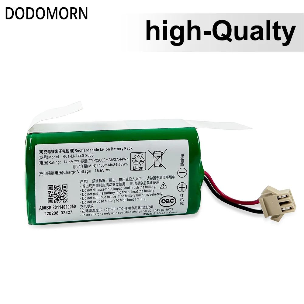 DODOMORN For ECOVACS Sweeping Robot DH35 DH36 DH39 DH43 DH45 DO33 DO33S DO35 DO36 DO37 RC01-li-1440-2600 Battery 14.4V 2600mAh