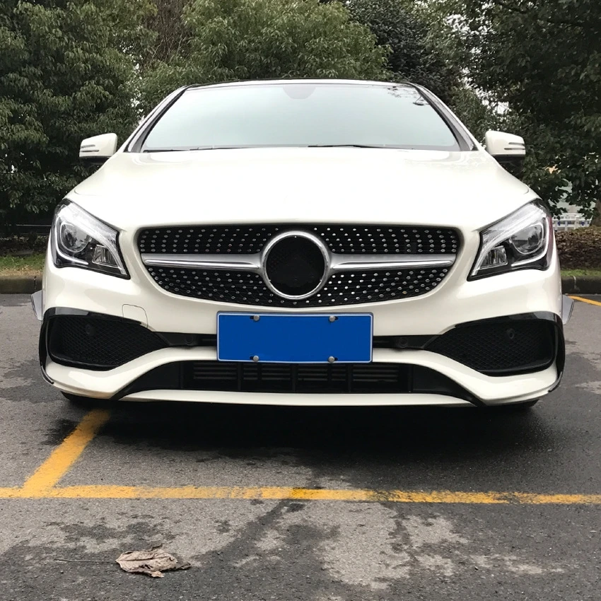 글로시 블랙 프론트 범퍼 립 스포일러 스플리터 카나드 벤트 메르세데스-벤츠 W117 CLA 클래스 CLA200 CLA250 CLA260 2016-2019 썸네일 2