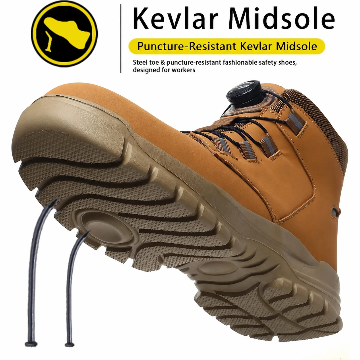 Wear Resistant Men's Safety Boots Soft Work Sneakers Anti Impact Anti Piercing Fashion Comfort Outdoor Men's Shoes