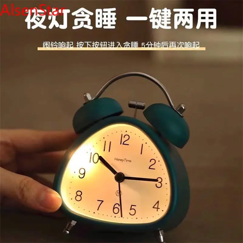 Nordic Anti-fall Desktop Triangle Alarm Clock School Student Children's Wake-up Artifact Desk Alarm Clock Watch Home Decoration