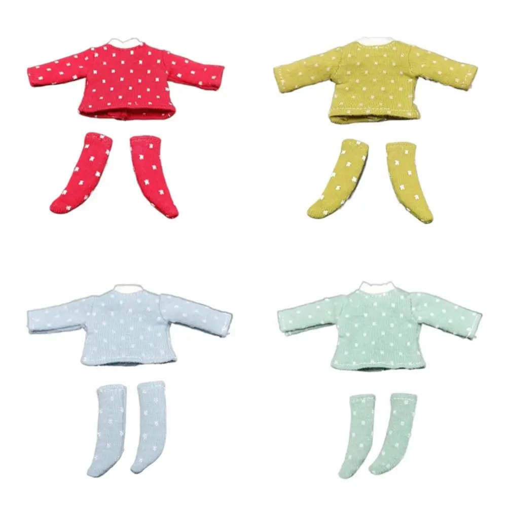 Fashion Suit Tops Obitsu 11 Clothes Mini Socks Dress Up Doll Dot Blouse Play House T-shirt OB11 Bottoming Shirt Kids Toys