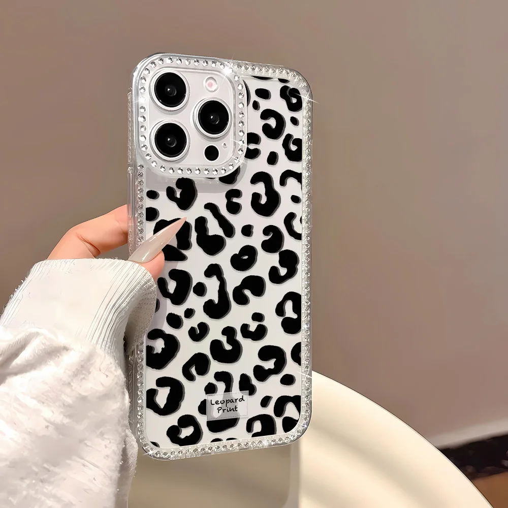 

Чехол для телефона с леопардовым принтом для iPhone 17 Pro, чехол для iPhone 16, 13, 15, 11, 12, 14 Pro Max 17, роскошный блестящий прозрачный мягкий чехол