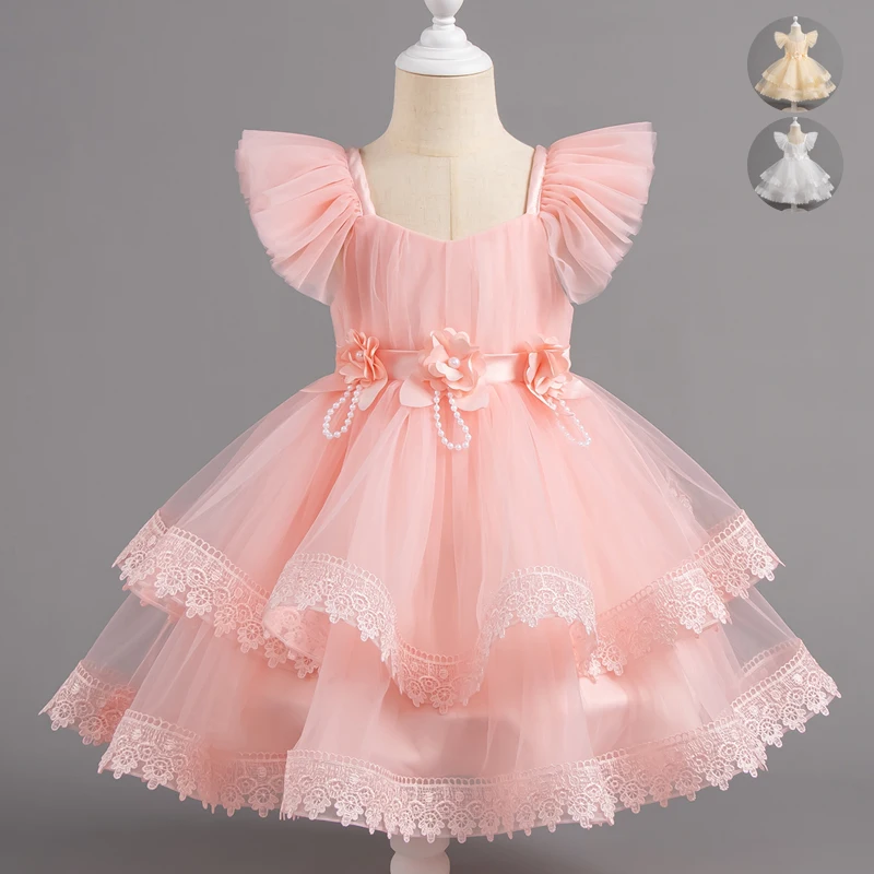 

Fashion New Flower Girl Dresses for Weddings Short Sleeve Kids Girl Princess Dress Summer Children Girls Party Dress 1-7 Years