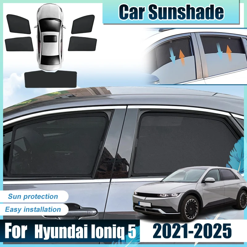 

Для Hyundai Ioniq 5 (2021-2024) Аксессуары: Солнцезащитные шторки на передние и задние окна автомобиля, защита от УФ-лучей, от солнца и жары