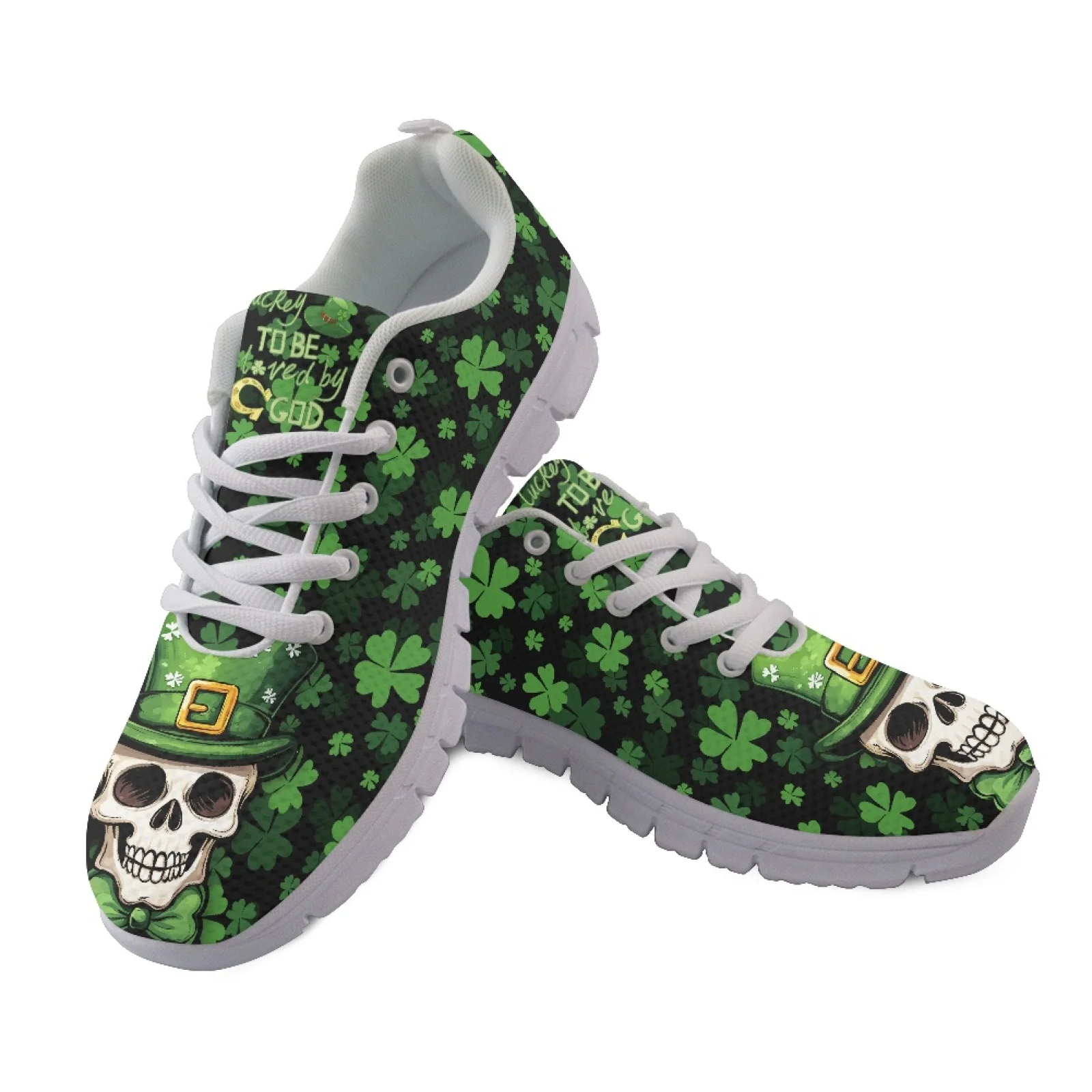 Coloranimal Skull Floral Pattern Breathable Running Shoes for Women Mesh & EVA Sole Tennis Shoe New Trend
