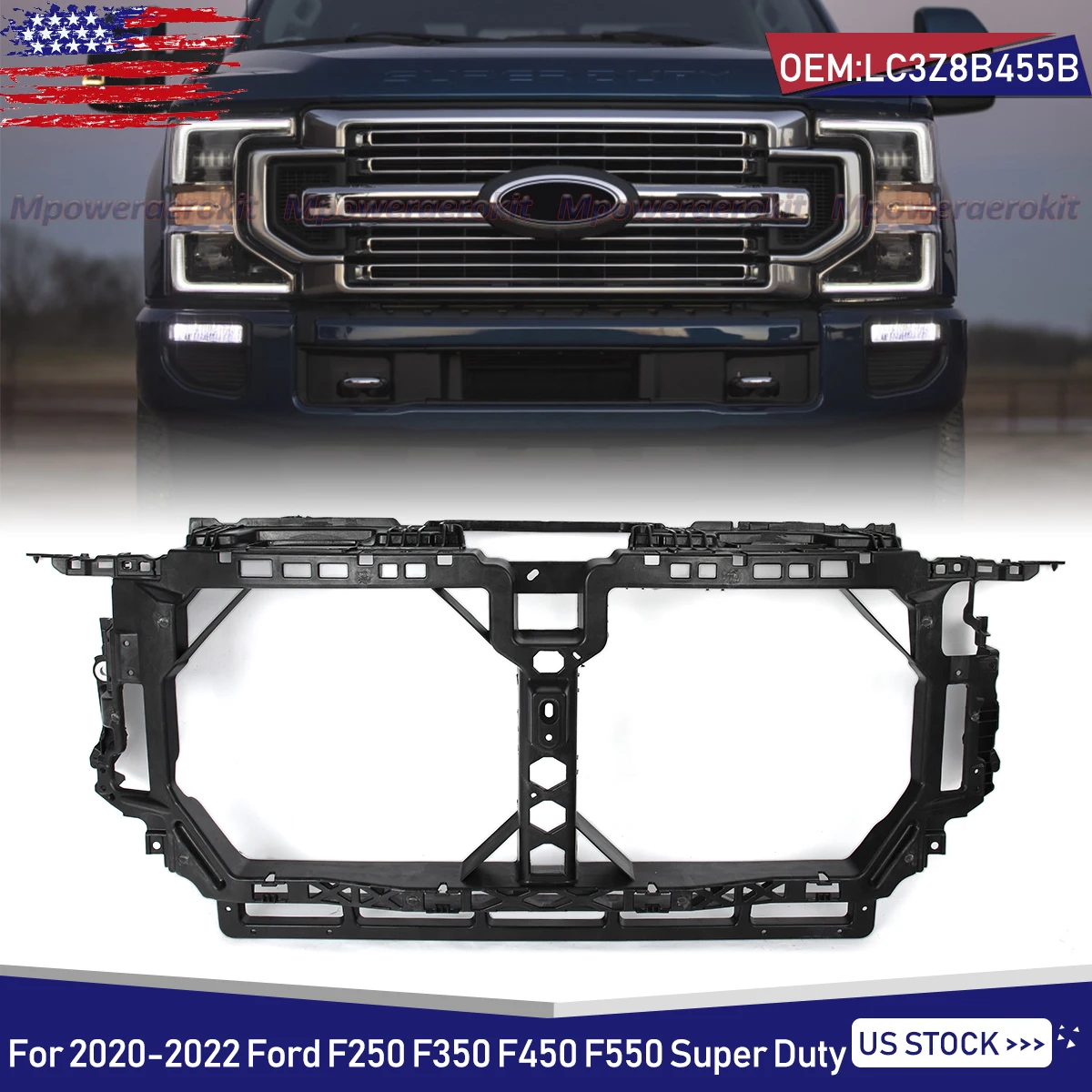 Magickit Header Panel Radiator Support For Ford F250 F350 F450 F550 Super Duty 2020 2021 2022 LC3Z8B455B