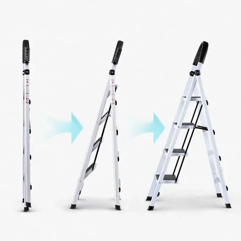 Non-slip Home Step Ladders Multi-functional Thickened Steel Pipe Shrinking Step Stools Climbing Stairs Indoor Folding Ladder